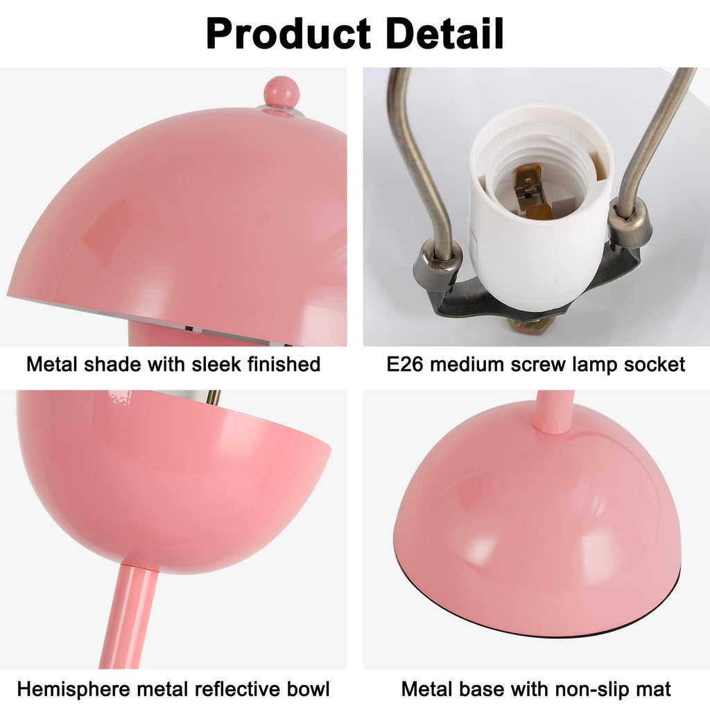 Mid-Century Modern Bud Table Lamp, ETL Listed, Light Pink