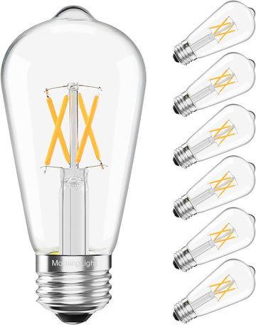 6 Pack Dimmable Vintage LED Edison Bulbs 40Watt, E26 LED Edison Light Bulbs 40 Watt Warm White 2700K, 4W ST58 Antique