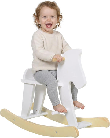 Wooden Rocking Horse Toddler Ride-on Toys for Kids 1-3 Years White
