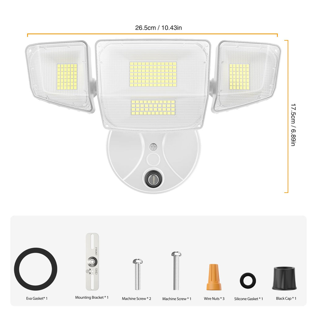 Dusk to Dawn Outdoor Lighting, 90W Flood Lights Outdoor, IP66 Waterproof White LED Security Light with