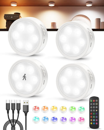 USB Rechargeable Puck Lights, Motion Sensor Cabinet Lighting