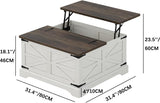 Farmhouse Lift Top Coffee Table, Square Wood Center Table with Large Hidden Storage Compartment