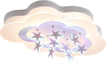 LED Ceiling Light for Kids Room, Cloud and Hanging Star Flush Mount Ceiling Fixture with 3 Color Temperature