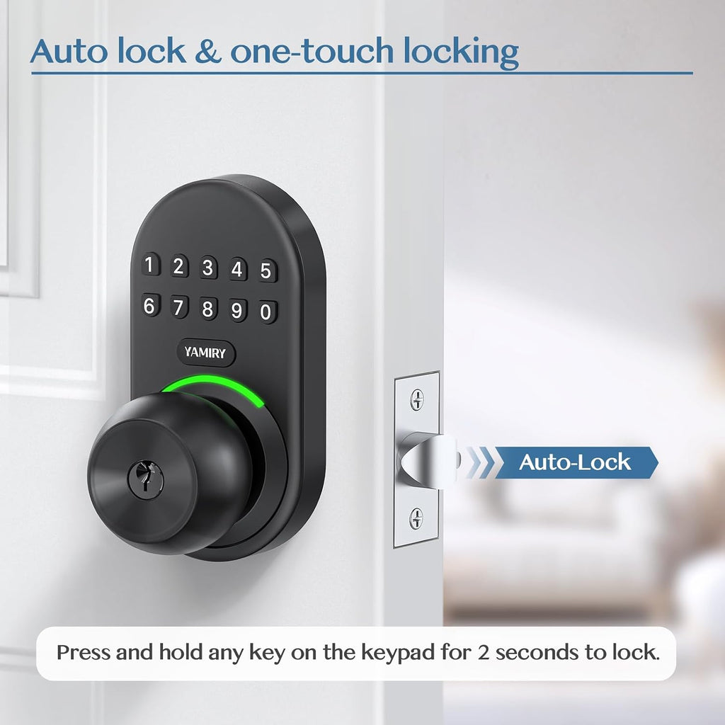 Keypad Smart Door Knob Lock, Keyless Entry Digital Lock with Handle