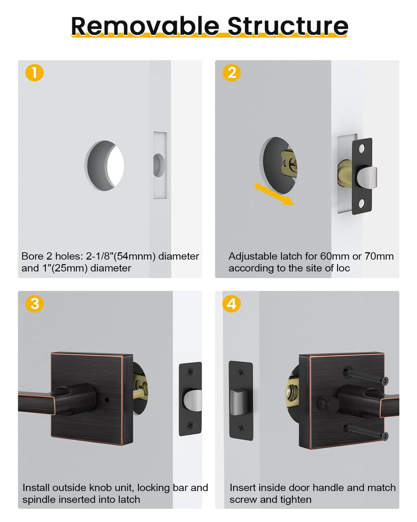Oil Rubbed Bronze Door Handles Interior,Privacy Bedroom- 6 Pack