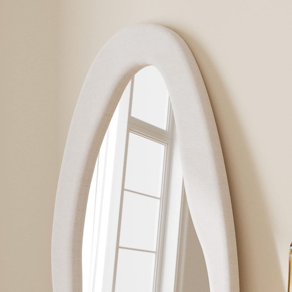 Full Length Mirror, 63"x 24" Irregular Floor Body Mirror (White)