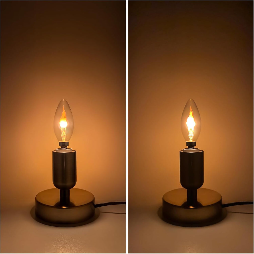Flickering Flame LED Candle Bulb E12 Non-Dimmable 2W 1800K Warm Clear Glass 2-Pack