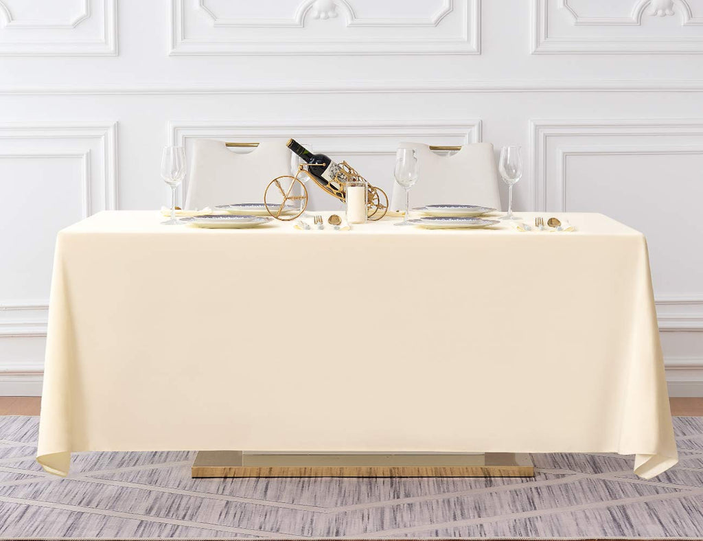 90x132 Inch Ivory Tablecloth for 6-8 Foot Rectangle Tables
