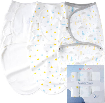 Baby Swaddle Wrap, Swaddle Blanket for and Infant, Adjustable Swaddling Set for Boy and Girl, Soft Cotton