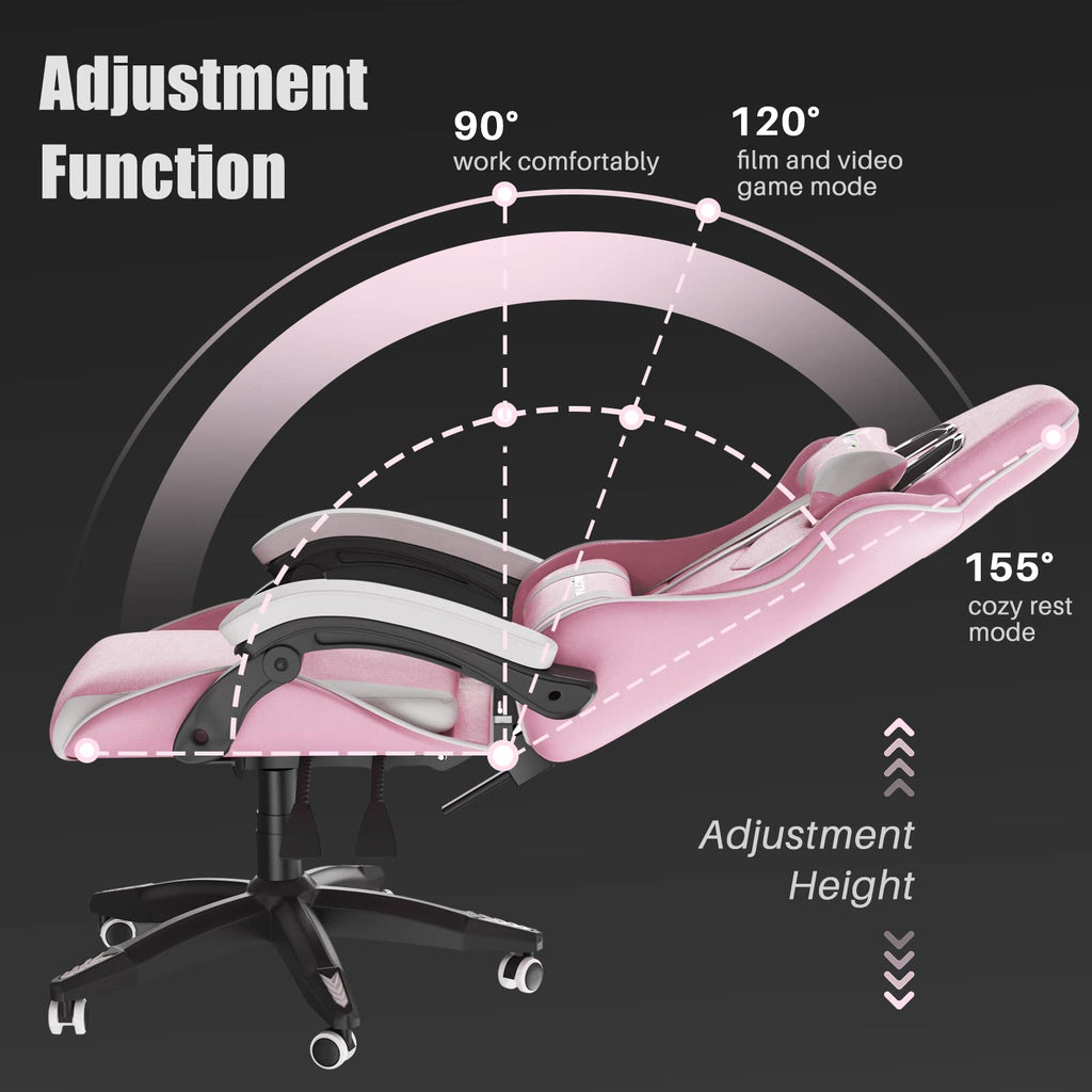 Gaming Chair with Lumbar Support, Comfy Gamer Chairs Pink