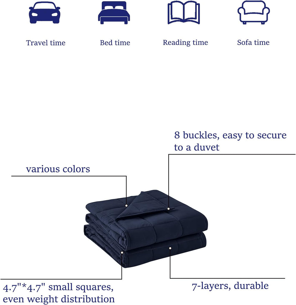 Weighted Blanket Heavy Blanket for Cool & Restful Sleep, Premium Soft Material and Glass Beads (Navy Blue, 60''x80''