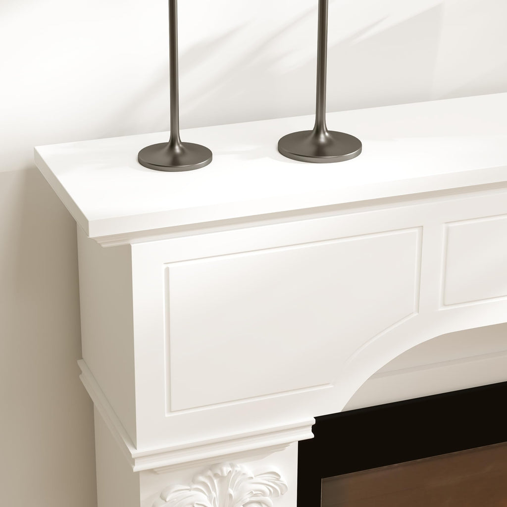 Baroque Fireplace Mantel Freestanding Ionic Leg 43.25"x42.75" White
