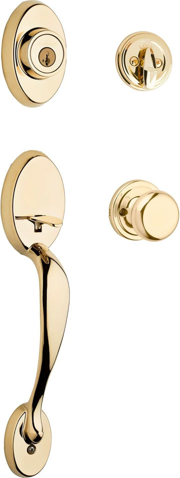 Chelsea Front Door Lock Handle and Deadbolt Set, Entry Handleset Exterior with Juno Interior Door Knob - Door Handleset