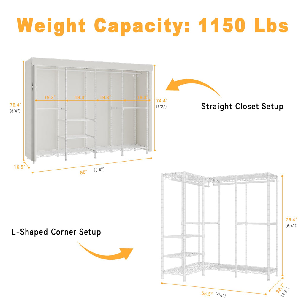 H41C Clothes Rack with Cover, Covered Clothing Rack Heavy Duty