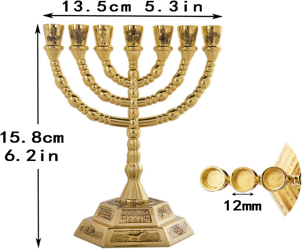6" 7 Branch Candle Holder, Hanukkah Decoration