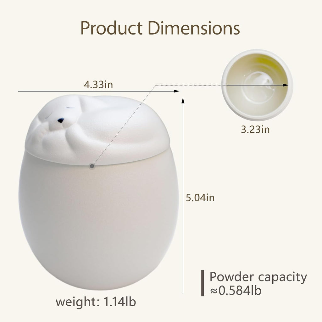 Ceramic Pet Cremation Urn for Dogs, Sleeping Dog Lid Memorial Urn