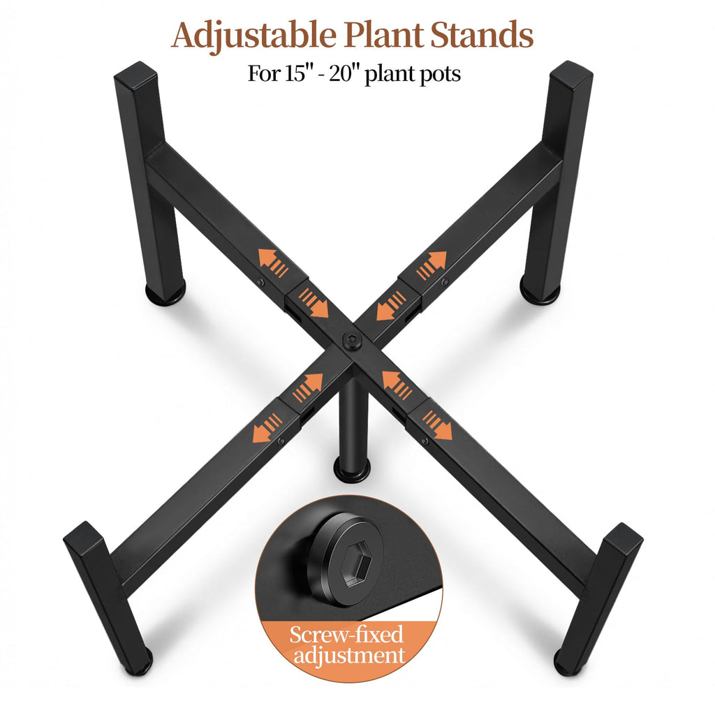 Plant Stand Indoor Outdoor, 2 Pack Adjustable Plant Stands Fit for -Inch Large Plants, Mid-Century Metal Planter