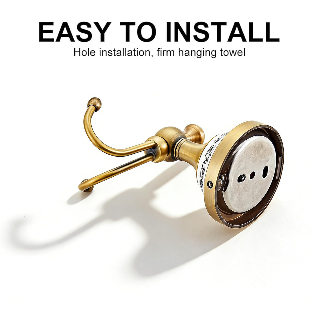 Towel Hooks s, Wall Mounted Antique Brass Towel Holder, Heavy Duty Screw-in Coat Robe Hook, Pool, Coat