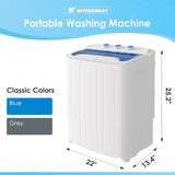 Portable Washing Machine, 16lbs Twin Tub Portable Washer with 9.6Lbs Washer and 6.4Lbs Spinner dryer, Semi-automatic