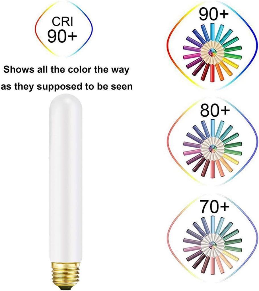 T10 LED Light Bulb 7.3inch E26 Base Matt Opal Porcelain Warm White 2700K Dimmable Edison 6W Led Tubular Bulb,600LM,60