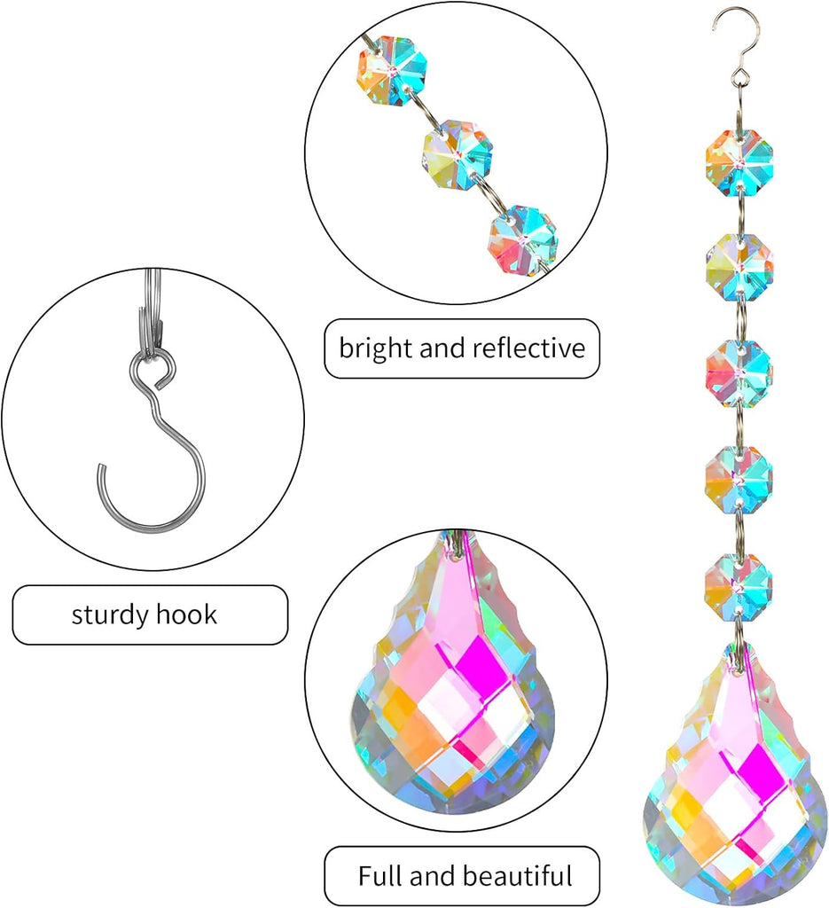 Crystal Sun Catcher, 9 Pack Hanging Ornament Crystals Balls Prism Rainbow Maker for Home, Office, Garden Decoration