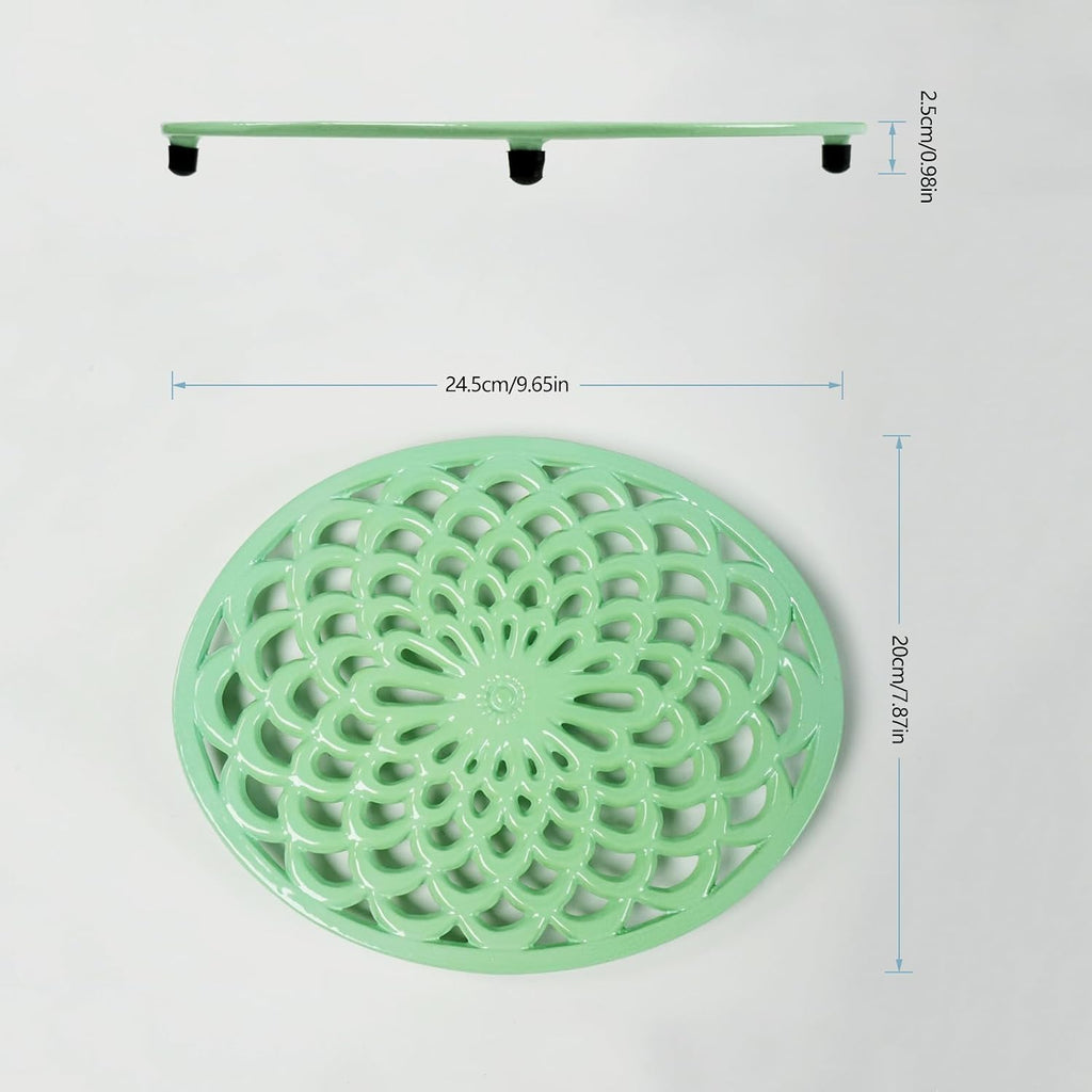 Enameled Cast Iron Oval Trivet Green...