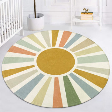 Boho Washable Rug 5 Ft Round Area Rug