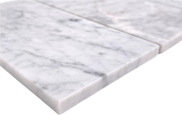 Premium Carrara Greyish 4x8 Marble Wall Floor Tile (Box of 30 Individual ) Backsplash Bathroom Flooring Shower
