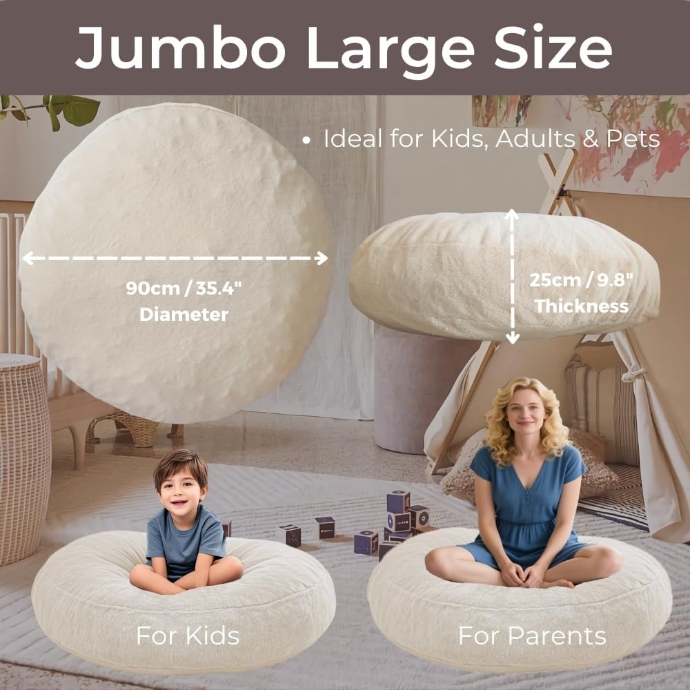 Bean Bag Chair - Soft Foam Filling | Removeable & Washable Cover | Ultra-Soft Plush Fabric - Minimalist Floor Cushion