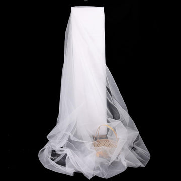 63" x 10 Yards White Tulle Fabric Rolls Bolt for Tutu Tulle Skirt Wedding Arch Drapes Party Backdrop Decor DIY Sewing
