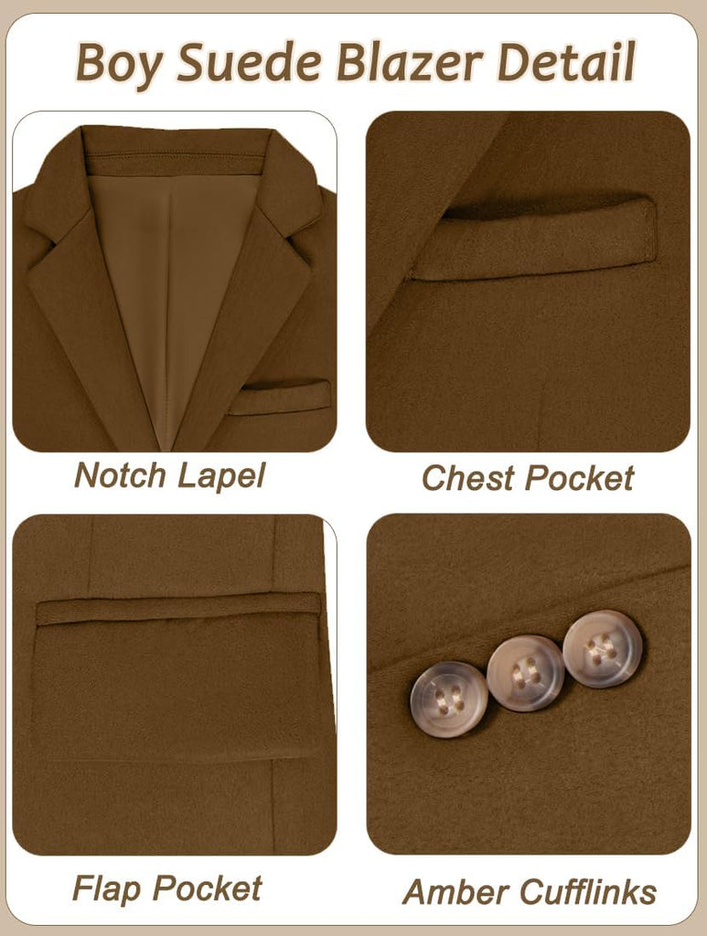 Blazer for Boys Suede Sport Coat Casual Suits Jackets for Boy Suede Blazer