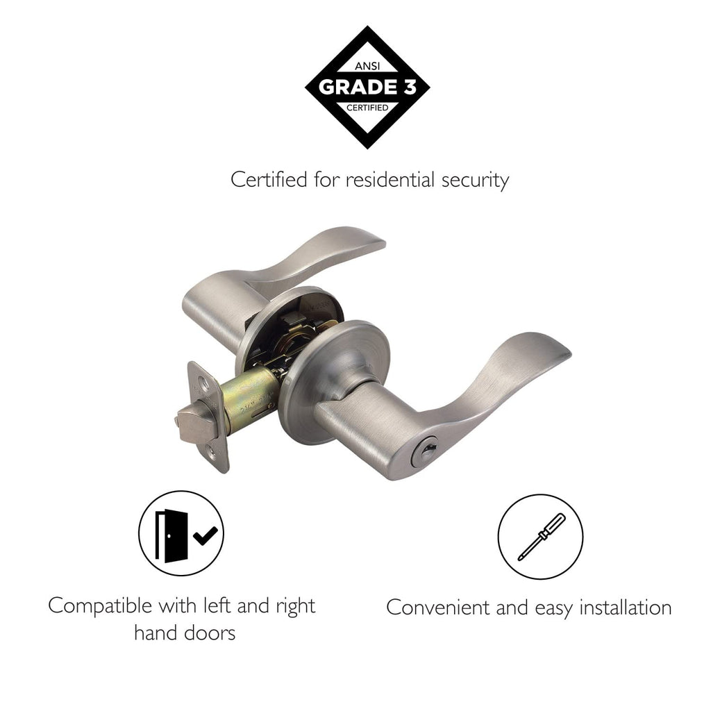 Springdale Keyed Entry Door Lever, Satin Nickel
