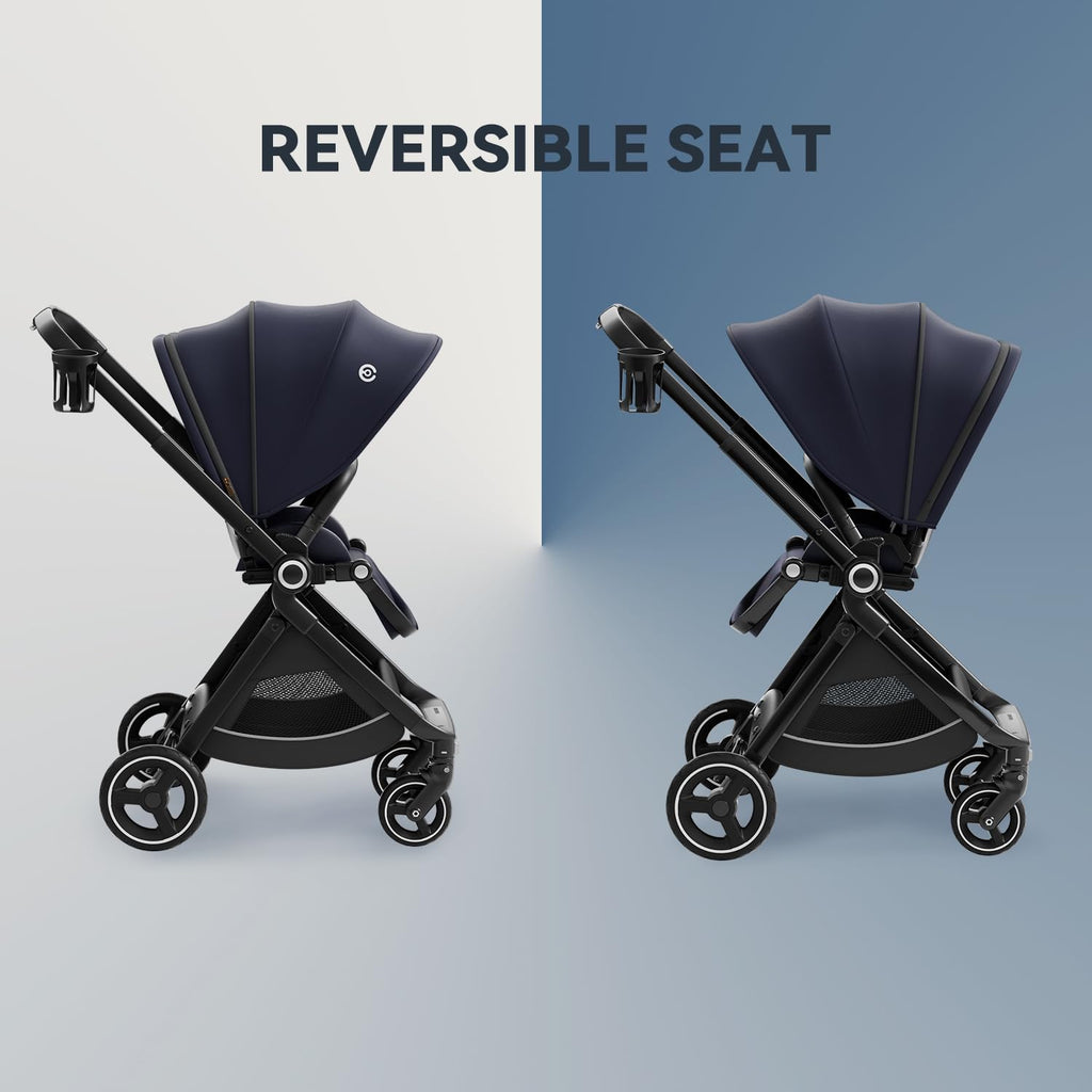 EMU Full-Size Foldable Baby Stroller Full Recline Cockpit Compact Toddler Stroller with Reversible Seat All-Terrain