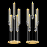 2 Sets 5 Arm Acrylic Candle Holder, Mjkeomo 26'' Tall Candelabra Centerpieces for Tables Clear Candlesticks Holder