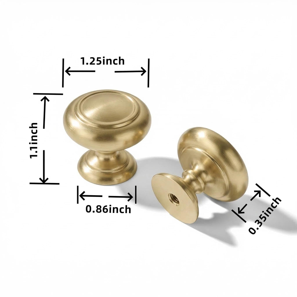 10 Pack Knob Brushed Brass Cabinet knobs Solid Heavy-Duty Bifold Closet Door Knobs Cabinet Hardware Drawers Dressing