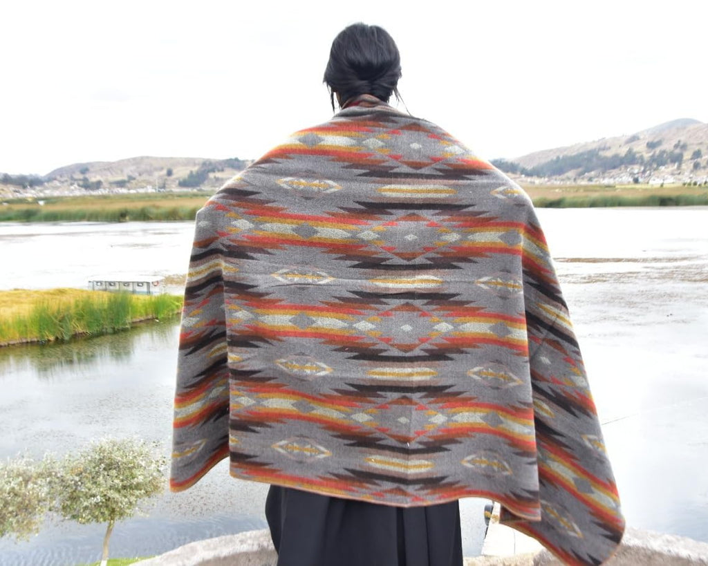 Wool Blanket, Throw Size 78 x 47, Reversible 2 in 1, Thick and Ultra Soft, Hypoallergenic, Non-Itchy, Handmade in