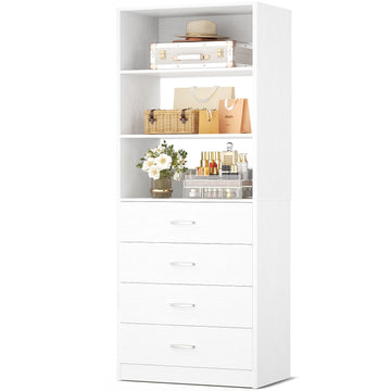Closet Drawers System, 21.3" Wood Closet Organizer System, White