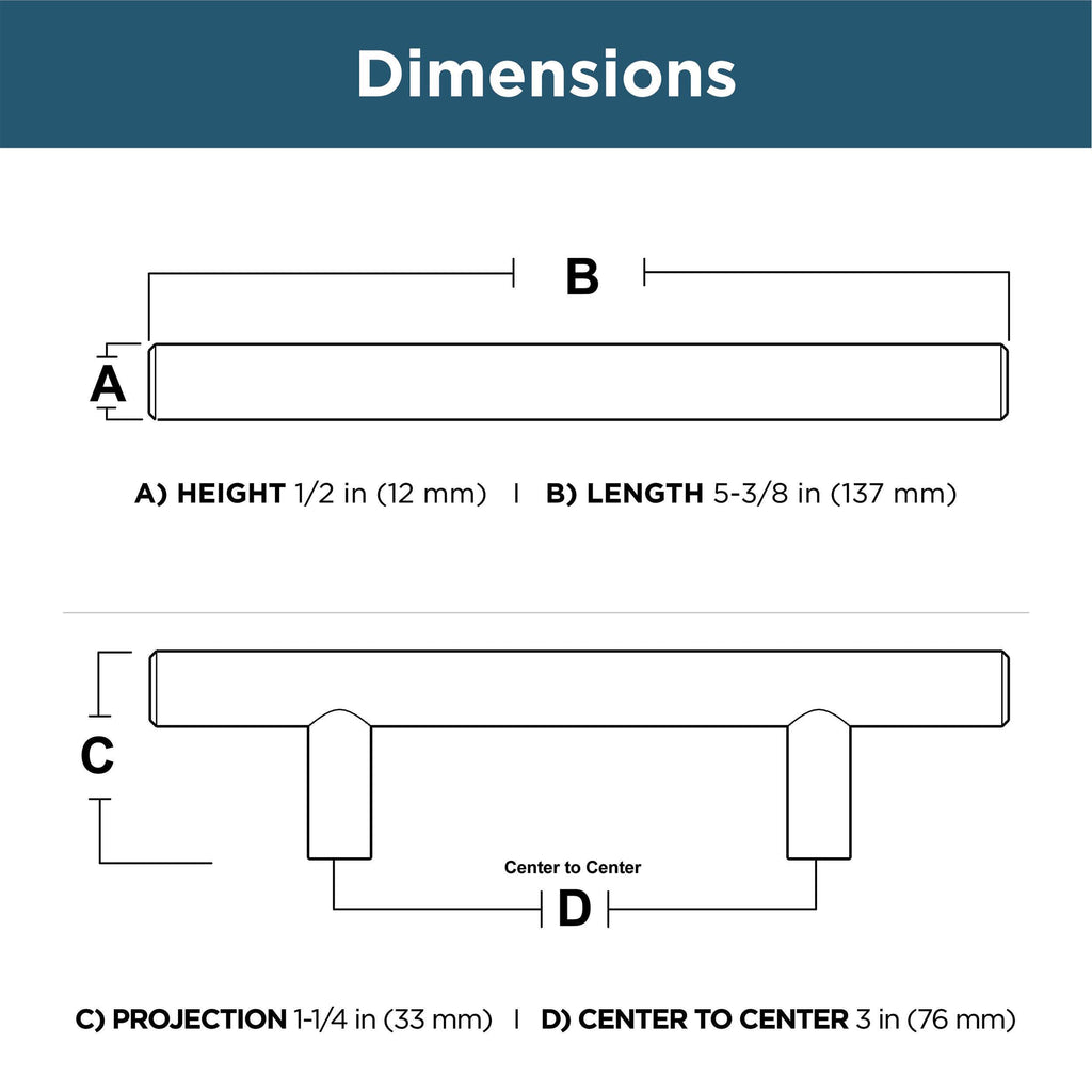 ) - Champagne Bronze Cabinet Handles, 3 Inch Hole Center, Modern Pulls for Drawers, Kitchen Cabinet Door
