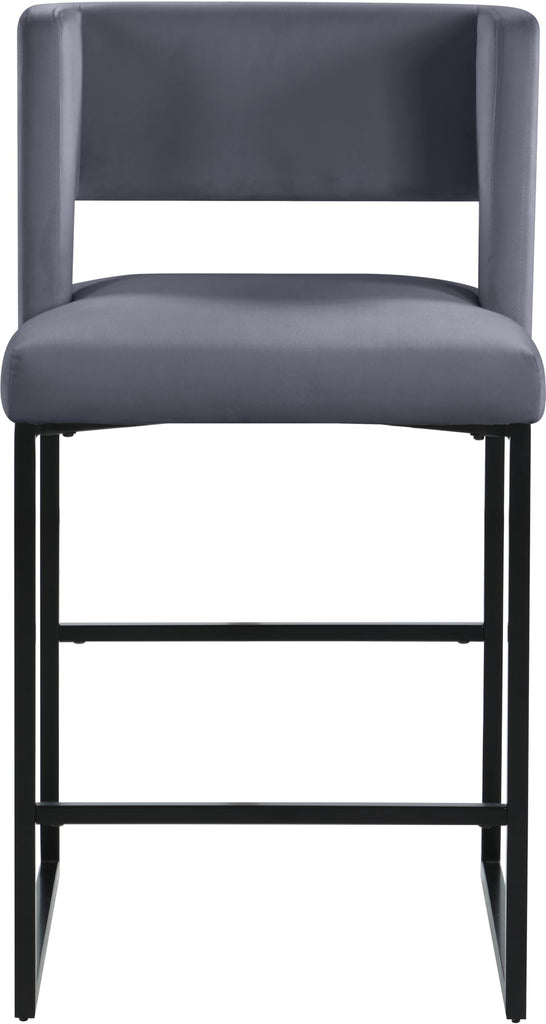 Caleb Collection Modern | Contemporary Counter Height Stool with Unique Square Back and Sturdy Iron Legs