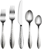 Emma 40-Piece 18/10 Silverware Set, Hammered Flatware Set, Heavy Duty Stainless Steel Cutlery Set