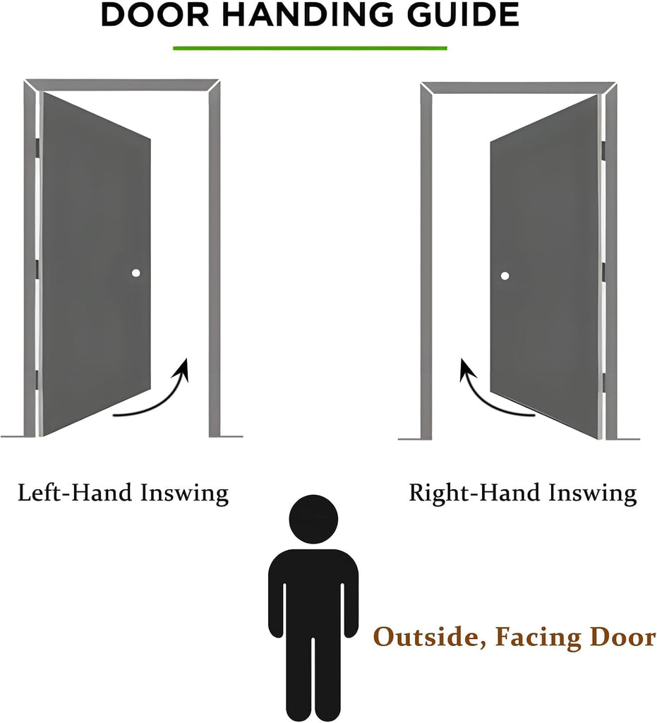 Fiberglass Entry Door, 36'' x 80'' Front Exterior Door with Brickmould and Vinyl Frame, Right Hand Inswing White