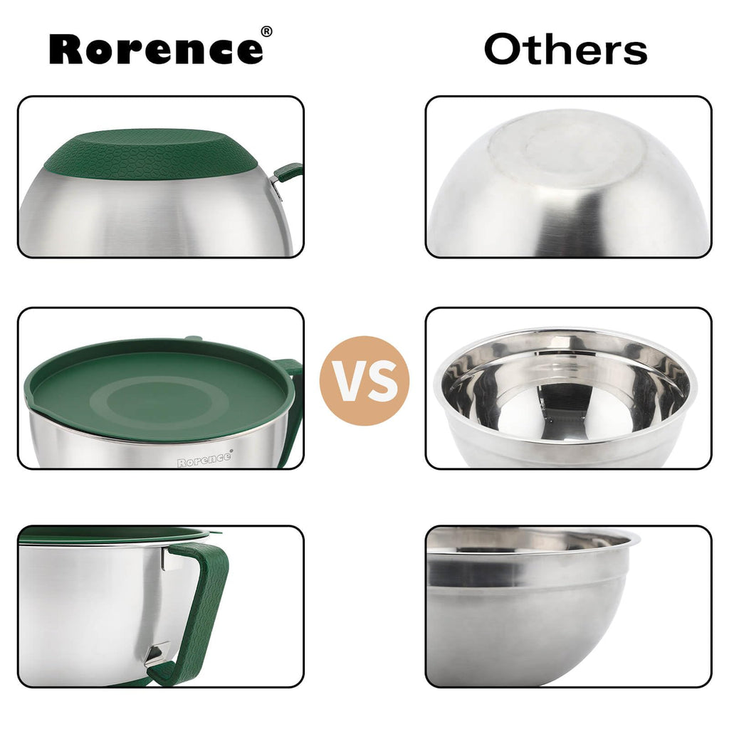 Stainless Steel Mixing Bowls Set with Lids,1.5,3 & 5 Qt,Green