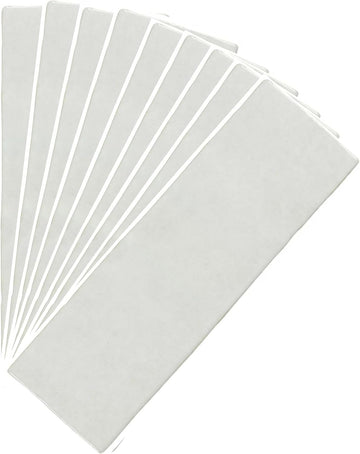 2.5x8 White Glossy Handmade Look Ceramic Wall Tile - Spanish Zellige Style Subway Tile Backsplash, Bathroom, and