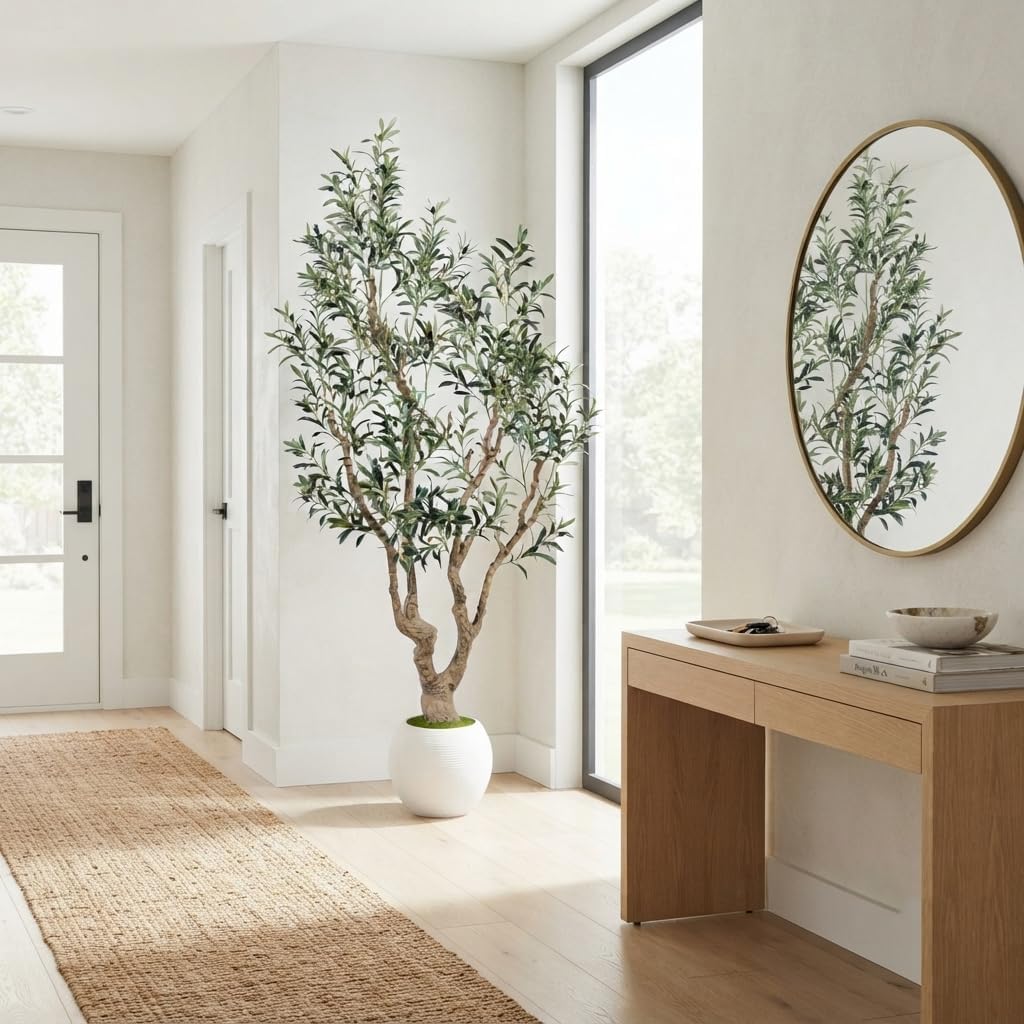 Olive Tree with White Pot - 7FT Faux Olive Tree Decor