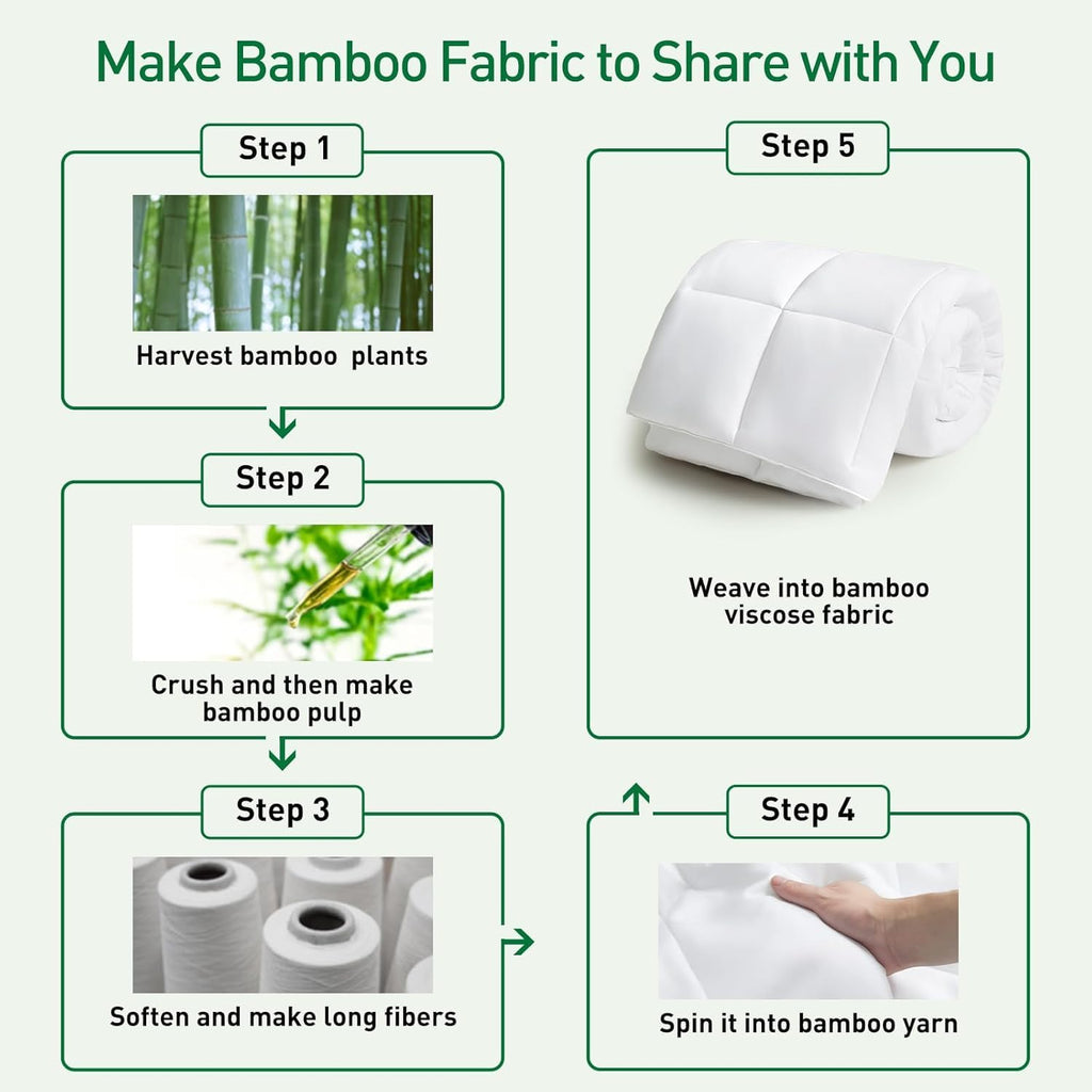 100% Viscose Made from Bamboo Comforter -All Season Comforter Cooling Silky Soft Duvet Insert Twin Size-with 8 Corner