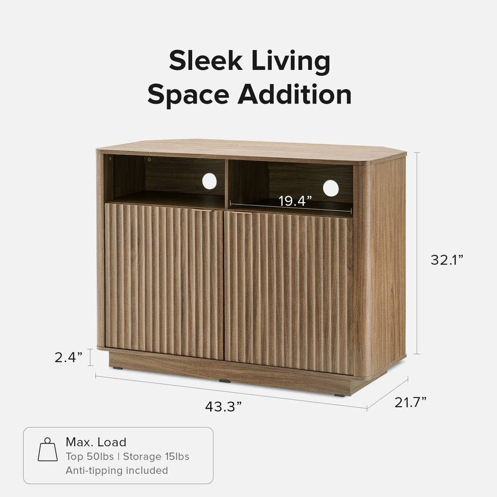 Brooklyn Corner Storage Cabinet, Mid Century Modern Buffet, Entertainment Center, Storage Cabinet with Doors and
