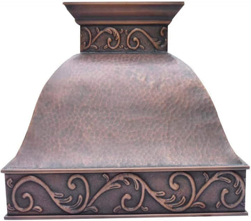 36 Inch Copper Range Hood Insert 4 Speed LED Lights, Baffle Filters