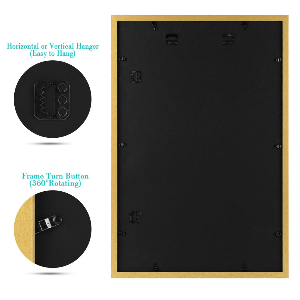2 Pack 16x24 Gold Picture Frame with Real Glass Mat for 12x18