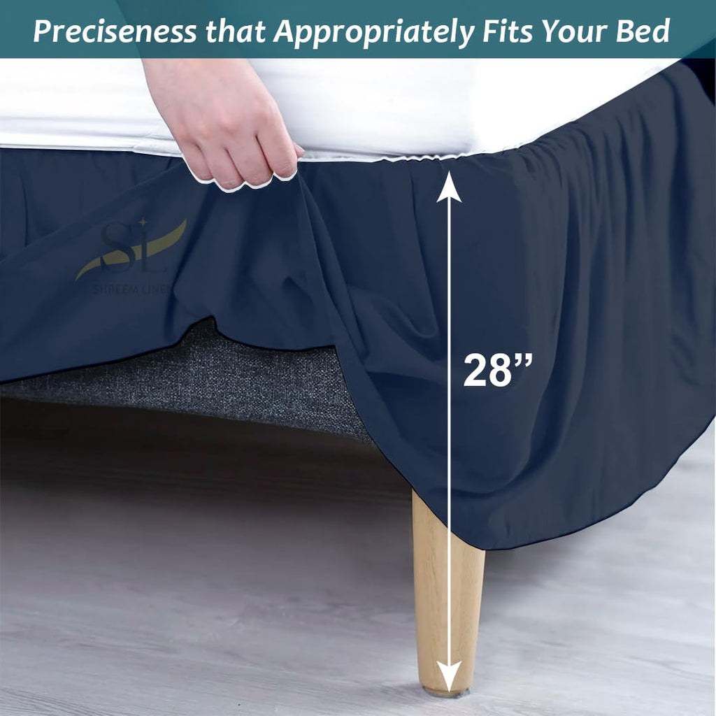 Ruffled Bed Skirt with Split Corners, Gathered Style, 100% Microfiber, 28-Inch Drop, Dust Ruffle Bedskirt with