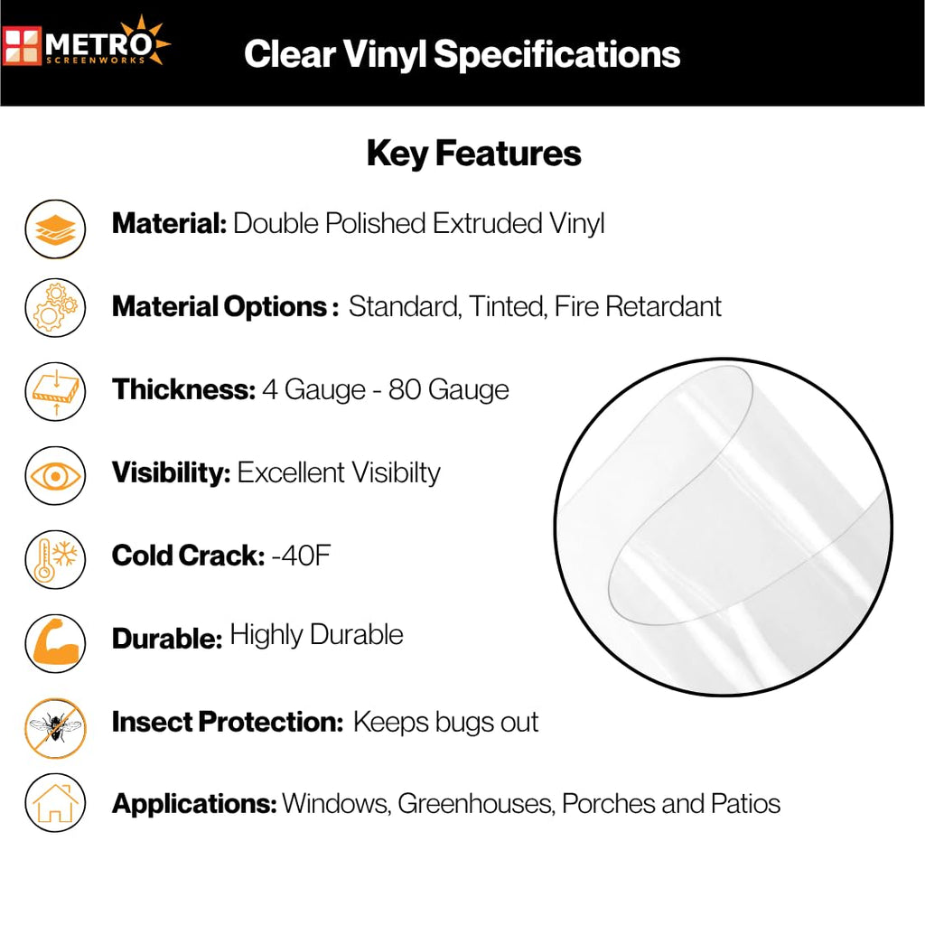 Clear Vinyl Roll, Marine Grade - 16 Gauge Sheet - 54-in x 50 Yards